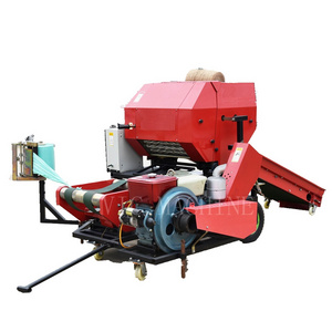 diesel engine driven full-automatic home  mini round hay baler