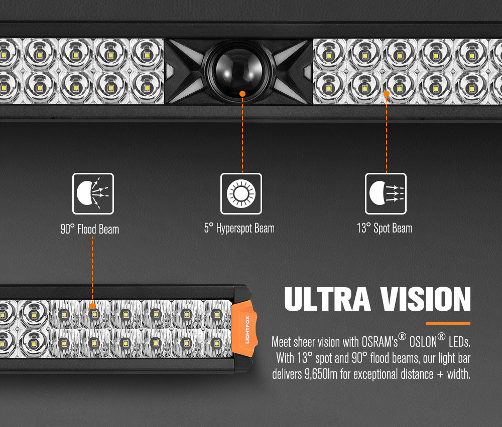 LIGHTFOX 42 Inch 228W Offroad Led Light Bar Double Row Laser Driving Light Bar For Cars Trucks ATV UTV Boats