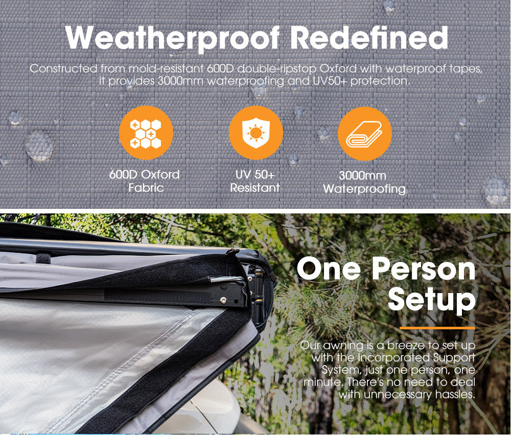 SAN HIMA 4x4 180 Degree Car Side Awning Freestanding Batwing Waterproof Free-standing Awning