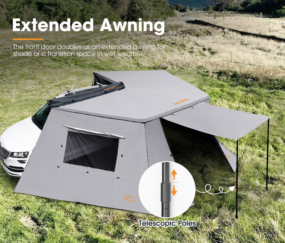 SAN HIMA 270 Degree Car Side Awning with Side Wall 4wd Outdoor Camping Free standing 4x4 Awning Tent