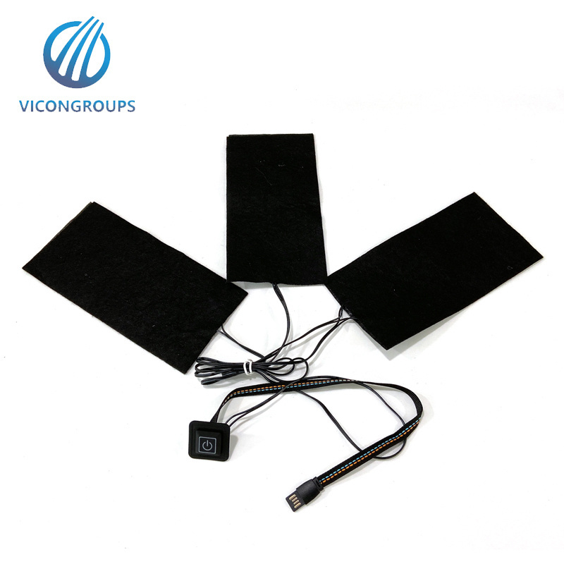 Custom USB Battery Electric Warming Heating Pads for Jacket for Winter Black