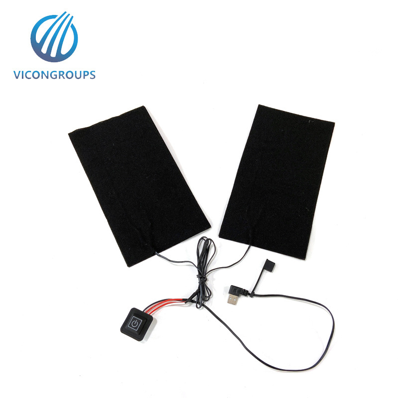 Custom USB Battery Electric Warming Heating Pads for Jacket for Winter Black