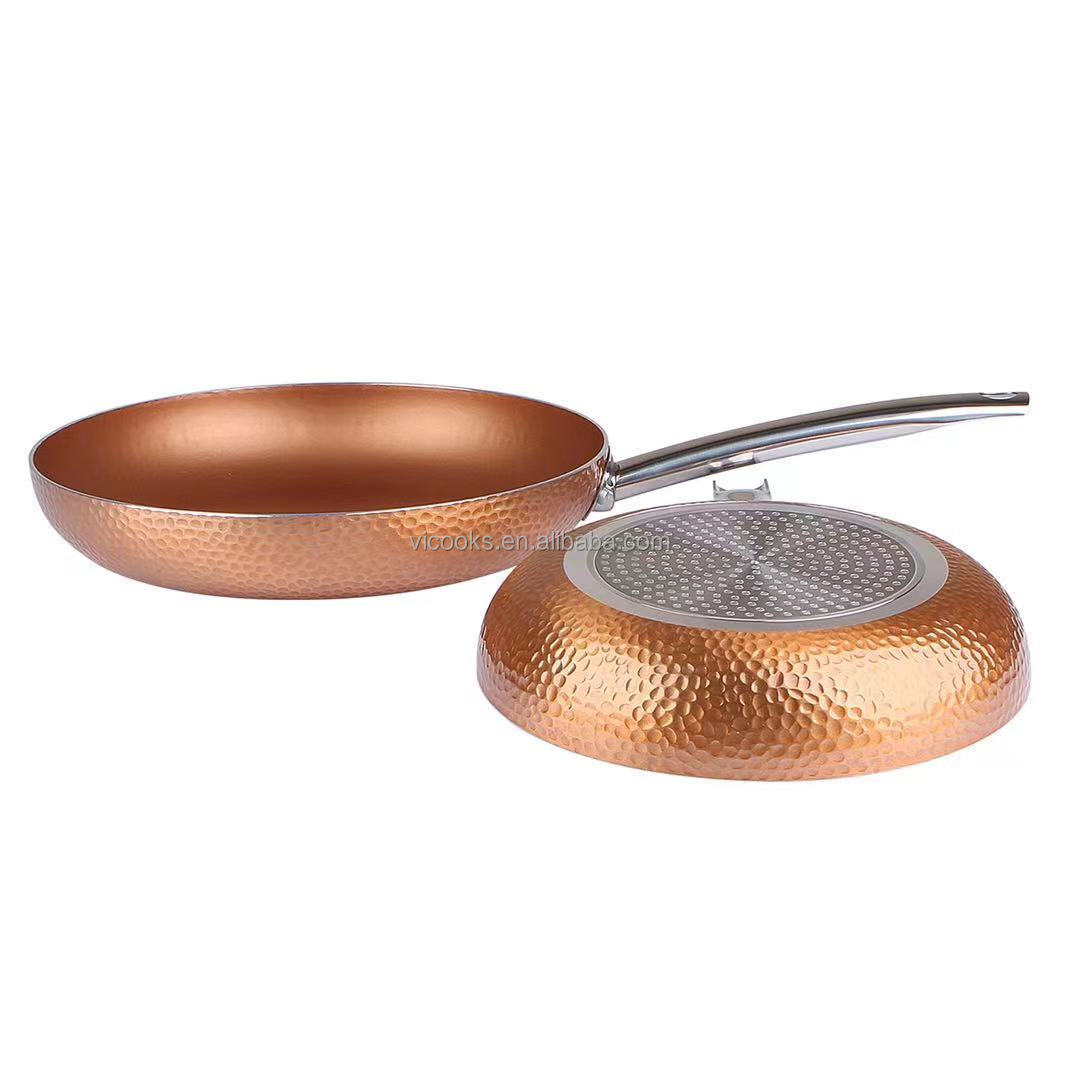 30cm frying pan copper hammered frypans aluminium cookware with induction bottom