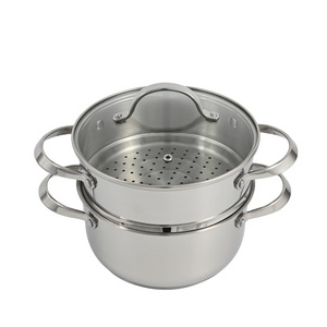 Stainless Steel 3 Tier dumpling Steamer Pot with Glass Lid Food Veg steamer cooking pot For Kitchen