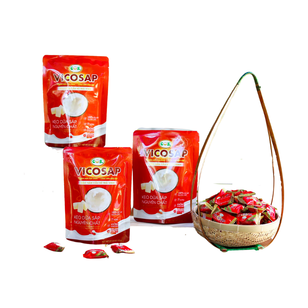 Macapuno Jelly Candy High Quality Lightly Fatly Coconut Delights Cocoa Coconut Candy Bag Made In Vietnam Manufacturer