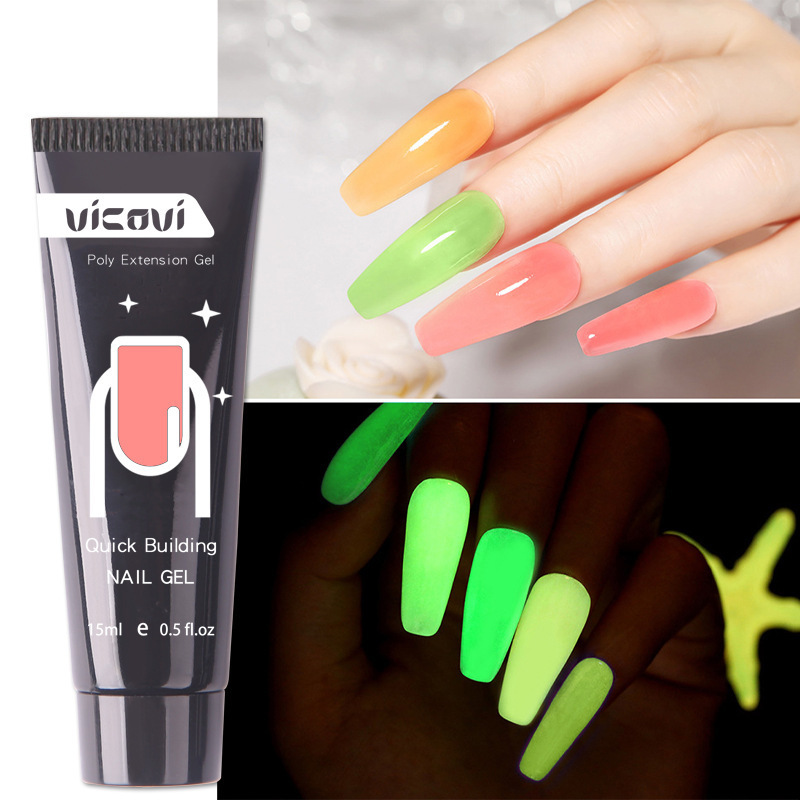 2024 Foreign trade new nail art DIY painless quick extension plant nail glue no glow-in-the-dark extension crystal glue