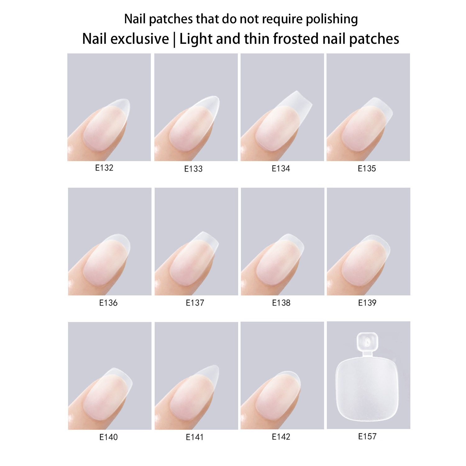 Custom Logo Square-Shaped Nail Art DIY Kit Extra Thin Frosted Full Cover Almond Buffed Square Gel Nail Tips Coffin Fingers