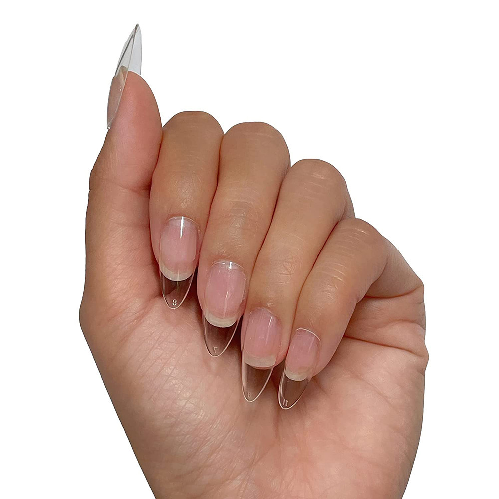 ABS 240Pcs Box Short Almond Nail Tips Gel Tips Ultra Clear Coffin Treaceless Full Cover Short Almond Press On Nail