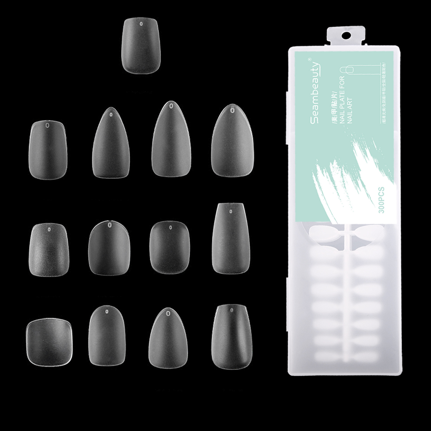 Custom Logo Square-Shaped Nail Art DIY Kit Extra Thin Frosted Full Cover Almond Buffed Square Gel Nail Tips Coffin Fingers