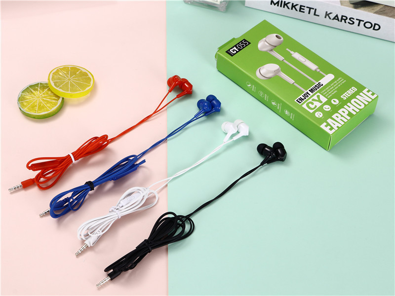 Factory price CY-055 Sports headset universal Headphones in Ear with Mic Stereo CY055 wired earphones with 3.5mm plug