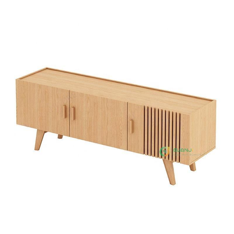 Guanji Furniture OAK cherry wood Nordic Tv Cabinet Minimalist Modern Wood TV Stand Cabinet