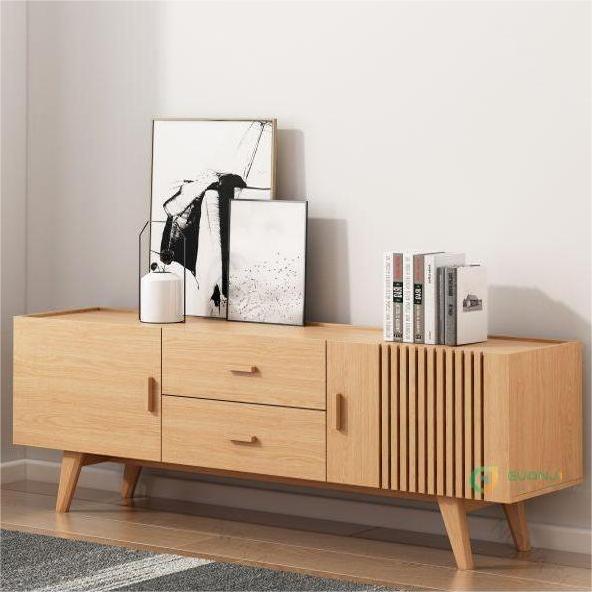 Guanji Furniture OAK cherry wood Nordic Tv Cabinet Minimalist Modern Wood TV Stand Cabinet