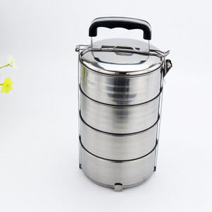 Portable 2/3/4 Tier Food Carry Lunch Box Stacking Stainless Steel Tiffin Box For Office steel food carrier pot