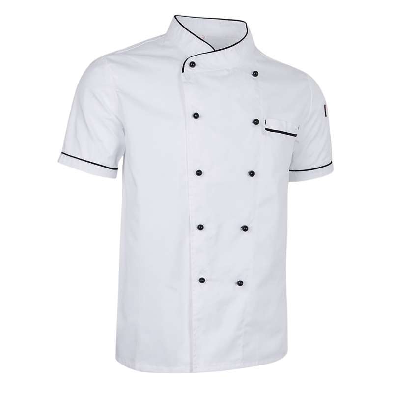 Custom Logo Embroidery Men Short Sleeve Chef Coat Jacket Restaurant Kitchen Workwear Cooking Uniform