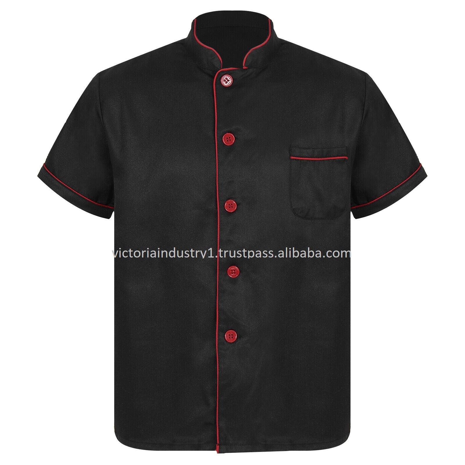 Custom Logo Embroidery Men Short Sleeve Chef Coat Jacket Restaurant Kitchen Workwear Cooking Uniform