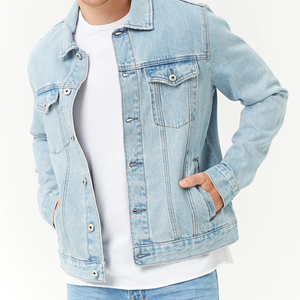 Oem manufacturers custom high quality denim jacket men button down washed plain Jeans coat denim jacket Summer Parka Jacket