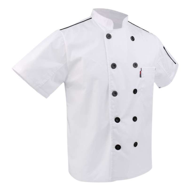 Custom Logo Embroidery Men Short Sleeve Chef Coat Jacket Restaurant Kitchen Workwear Cooking Uniform