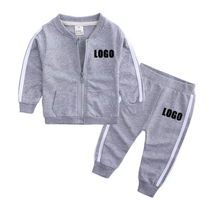 2021 Summer Custom Logo Wholesale Children Clothing Long Pants Two Piece Cotton Kids Sweatsuit Sets