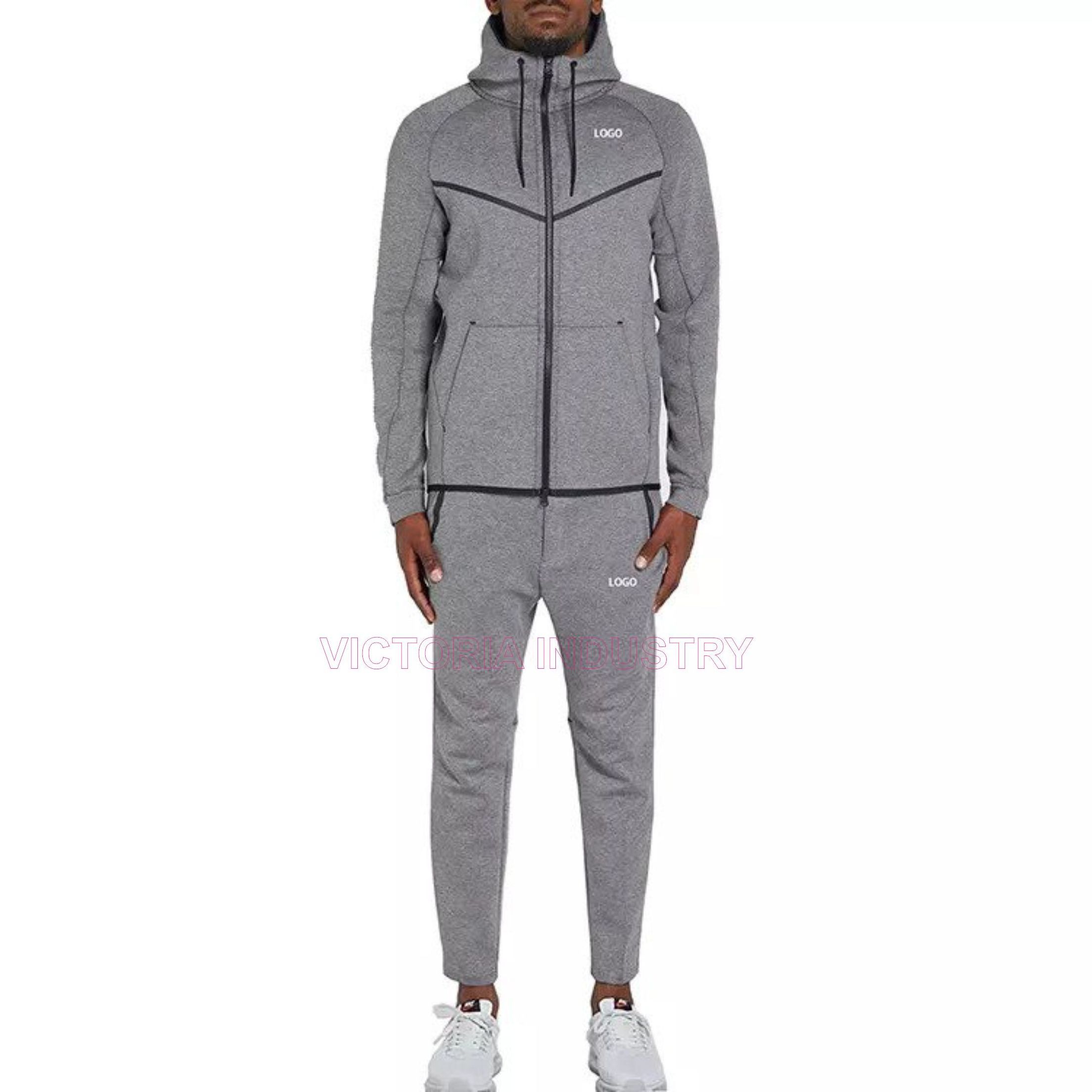 custom Logo Full Zip Up Hoodies men Polyester tech fleece two pieces Sportswear jogger sweatsuits men tracksuit