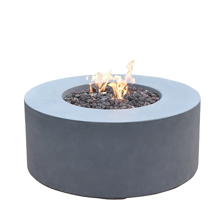 round concrete outdoor propane gas fire pit table