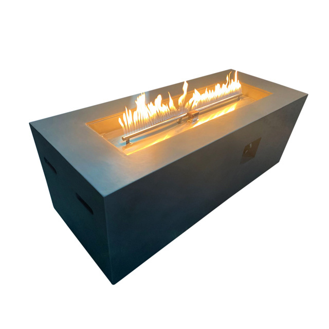 Rectangular Outdoor Concrete Propane Gas Fire Pit Table