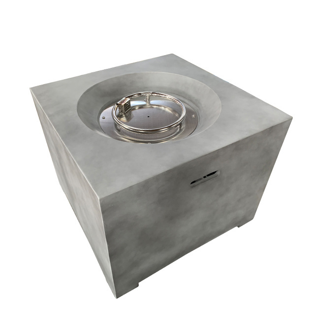 Square Concrete Propane Gas Fire Pit Coffee Table