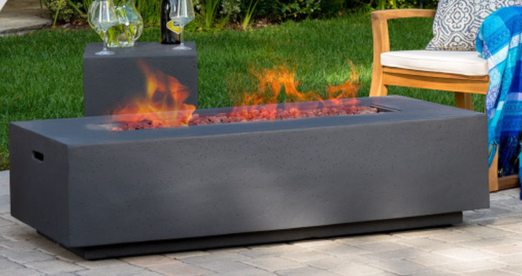 Rectangular 58'' Concrete Propane Gas Fire Pit Table