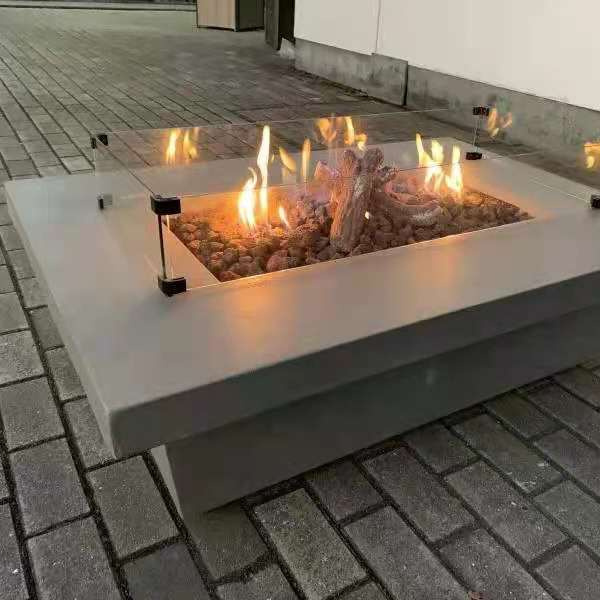 rectangle Outdoor GFRC /grc/concrete LP fire pit table