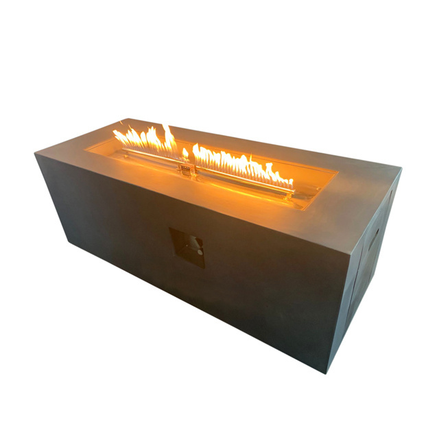 Rectangular Outdoor Concrete Propane Gas Fire Pit Table