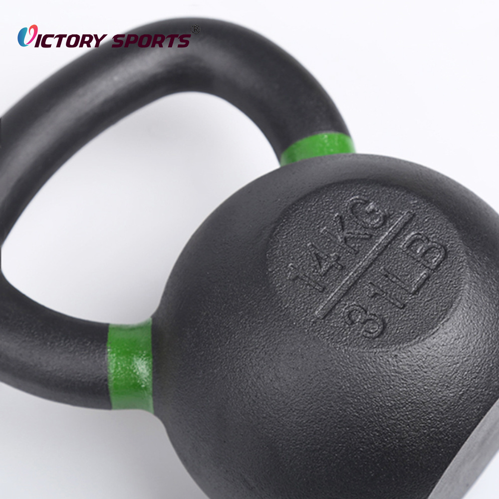 Gym Bodybuilding Equipment 32kg Powder Coating Iron Black Kettlebell for Men Women