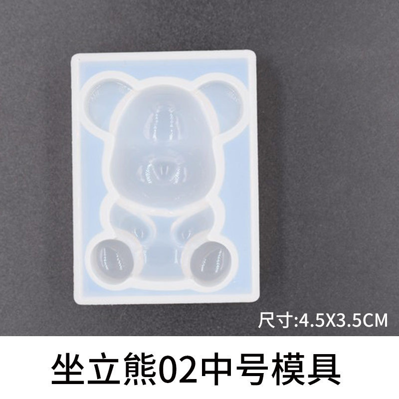 Crystal drop glue sit stand Bear silicone mold DIY jewelry making small bear big violent hanging ornaments gift