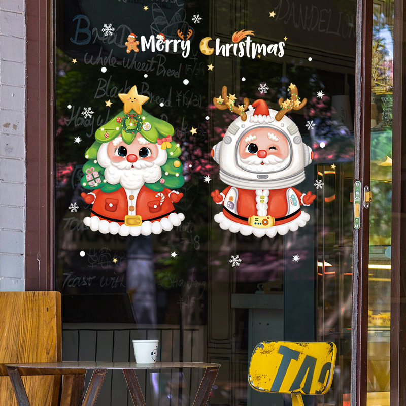 2024 New Festival Celebration Santa Claus Electrostatic wall Sticker Decorating Christmas Tree Glass Door Stickers