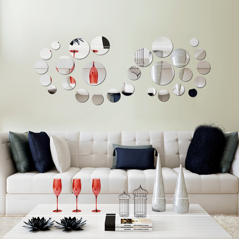 New Arrival 3D Modern Wall Stickers Removable Acrylic Decals For Home Decoration Sofa TV Background Large Circle Mirror