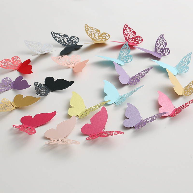 High Quality 3D Hollow Paper Wall Sticker 3d wall decal Wedding party decoration background butterflies