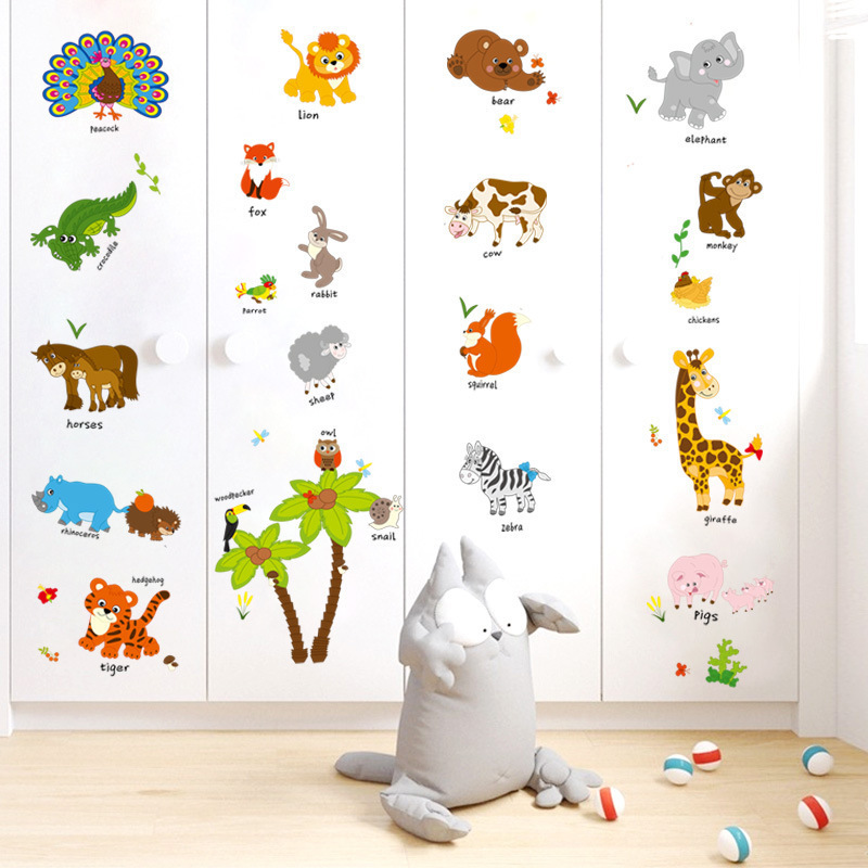 Jungle animal Wall Stickers Children Room Home Decor jungle safari Vinyl Kids Decal Baby