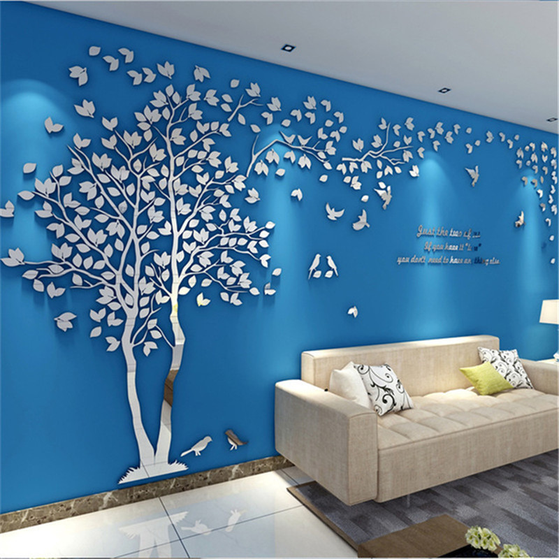 Acrylic 3D Wall Stickers home decor wall decals living room lovers tree stickers