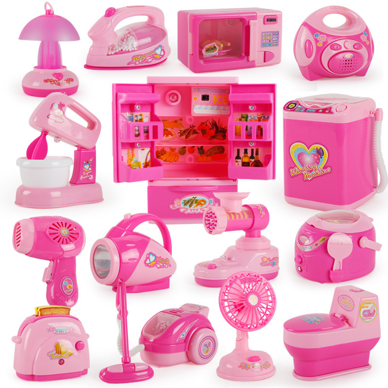 Tiktok children's mini kitchen set girl simulates every small household appliance toy refrigerator washing machine