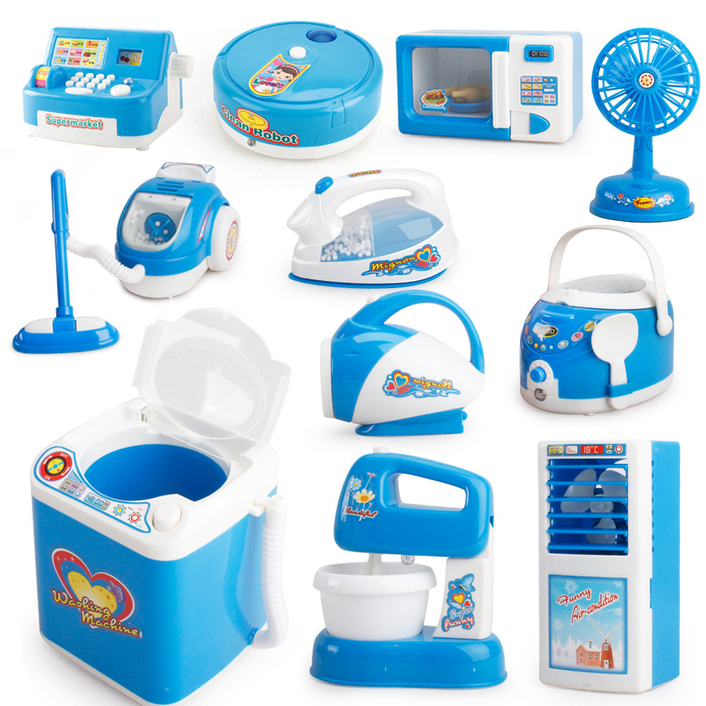 Tiktok simulates every kitchen mini small appliances Blue series oven microwave ovens a variety of educational toys