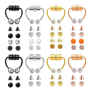 Puncture magnetic false Free piercing suction stone horseshoe Artificial stainless steel band nose ring jewelry