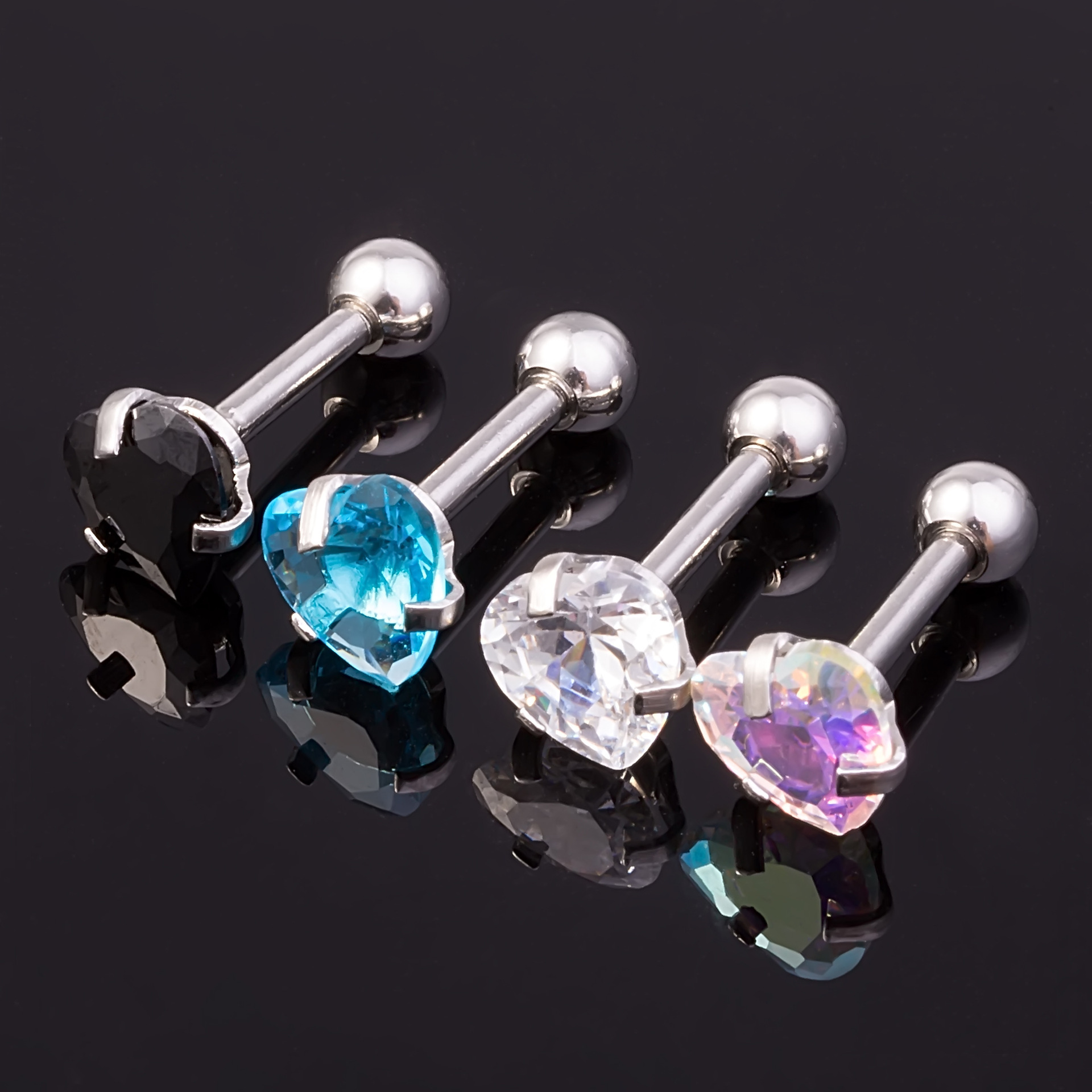 temperament 316 steel star rings round ball zircon bone ht-shaped fashion ear cartilage nails  direct sales