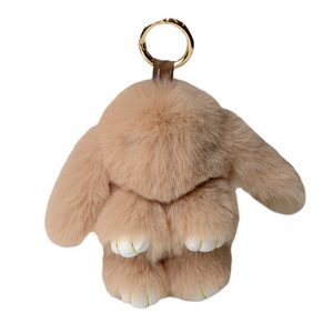 18cm Bunny Doll Keychain Soft Cute Faux Fur Pom Fluffy Plush Pendant KeyChain Car keyring bunny pompom fluffy keychain