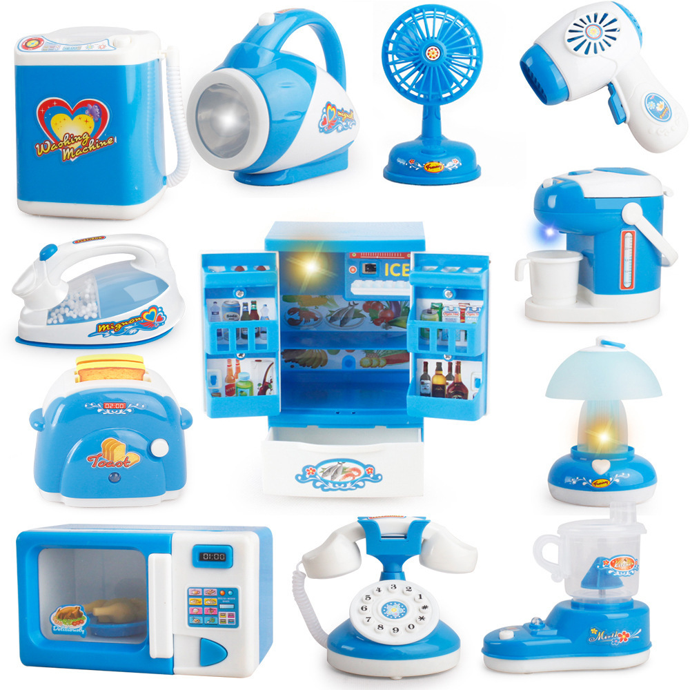 Tiktok simulates every kitchen mini small appliances Blue series oven microwave ovens a variety of educational toys