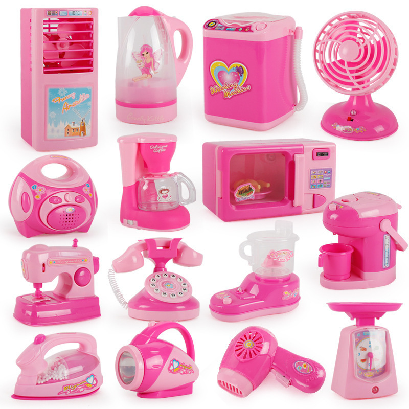 Tiktok children's mini kitchen set girl simulates every small household appliance toy refrigerator washing machine