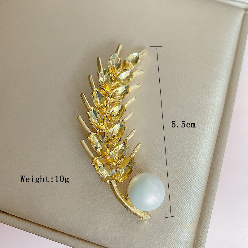 Atmospheric Gold Crystal Wheat Brooch Women's suit Business Casual pin temperament simple corsage accessories