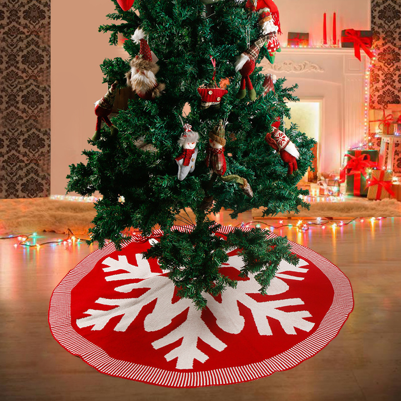 CRAFT yixin 2021 New Christmas Tree dress Knitted snowflake pattern ornaments 120cm red tree apron