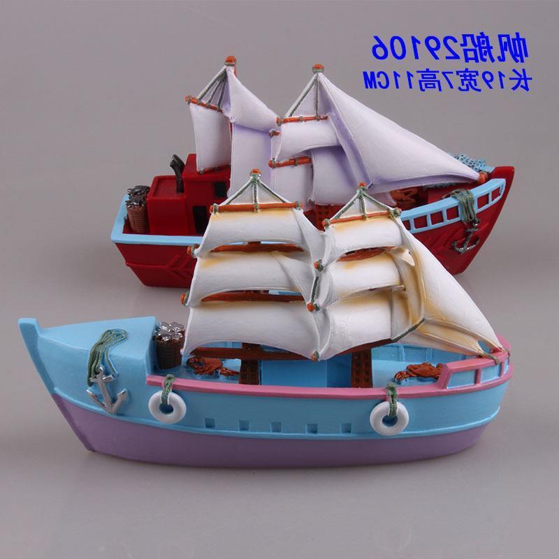 quyingqiu Mediterranean wind resin crafts decoration sailing boat aquarium ocean gift souvenir