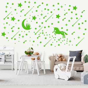 lvfan 3619 Luminous Moon Castle cartoon wall with Stars Meteor fluorescent Children's room decoration stickers