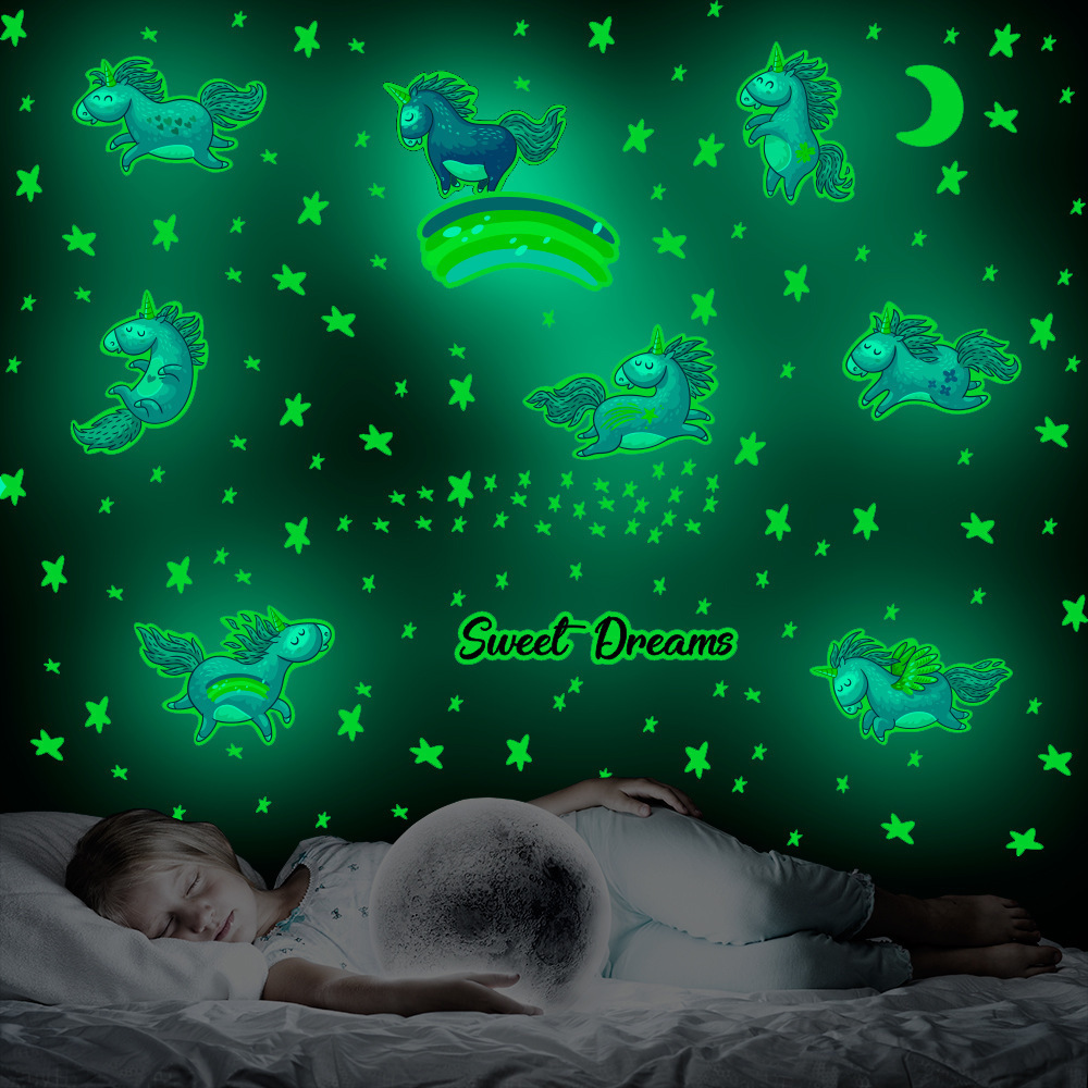 lvfan YGP010 Glow-in-the-Dark Star Wall Sticker children's Room decorated with Dreamy Starry Night cartoon Fluorescent S