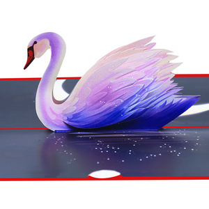 XINDUO Valentine's Day card new swan three-dimensional greeting laser hollowed paper gift blessing 3d pop-up