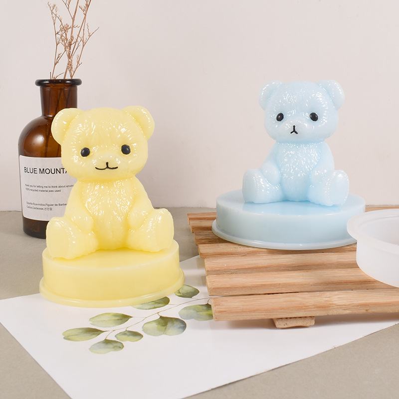 diy crystal drop glue mold three-dimensional smiley ice lattice bear table sitting silicone DIY gift